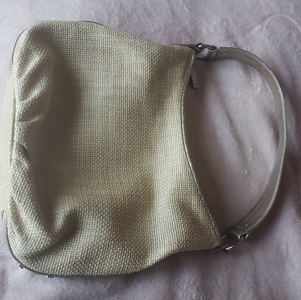 Bodhi straw and leather shoulder bag